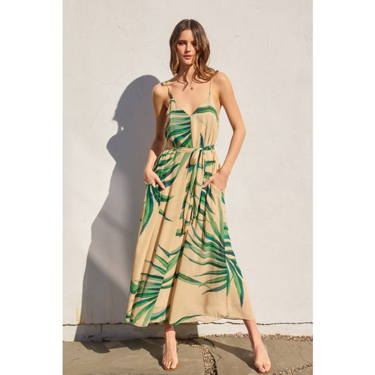 Botanical Print Midi Dress