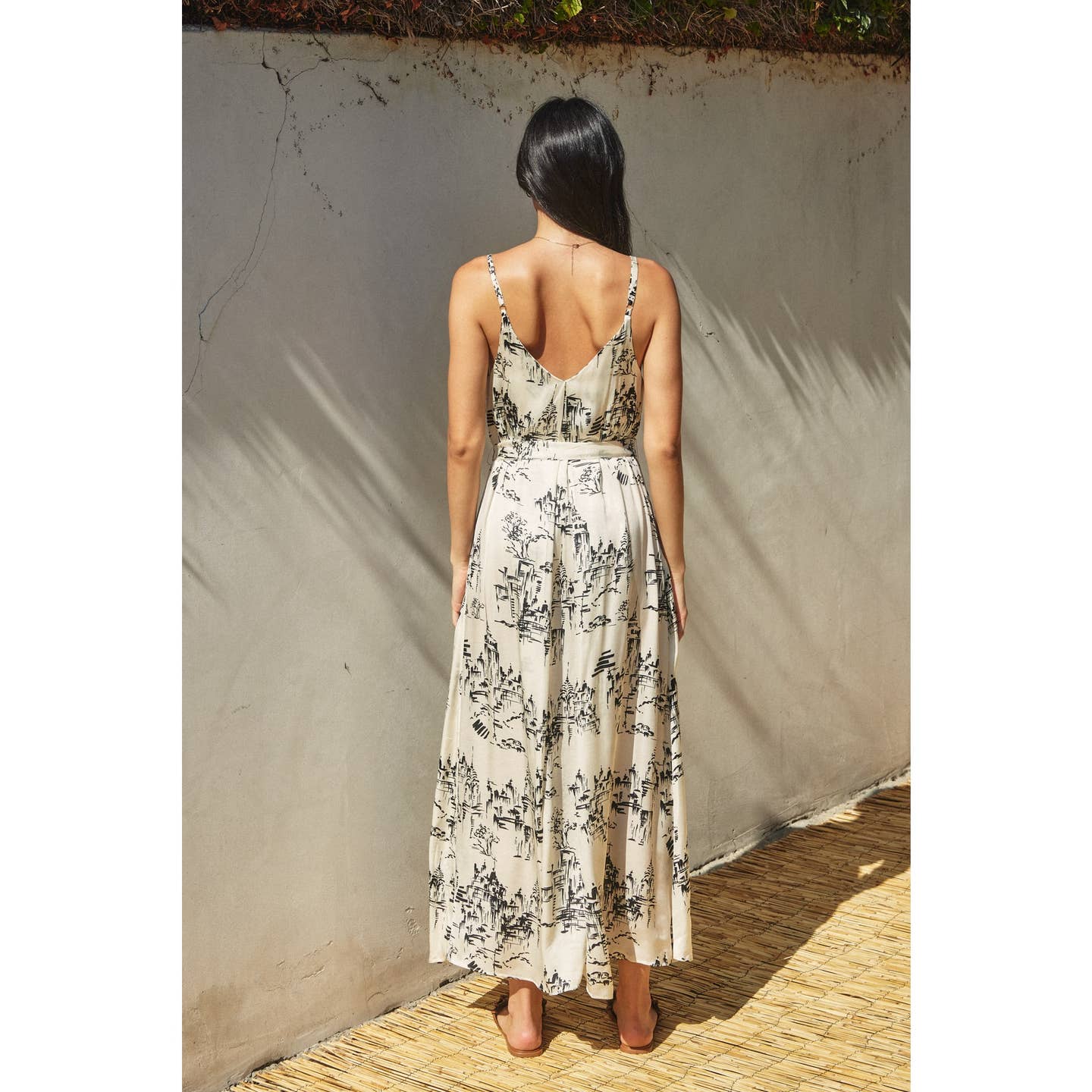 Printed Tie-Waist Maxi Dress