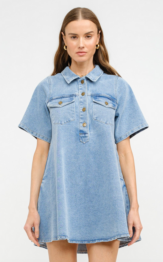 Denim Mini Shirt Dress