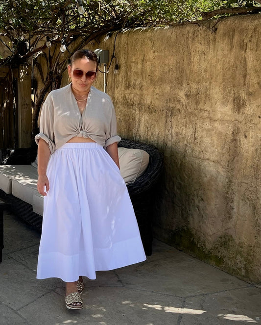 Cotton Midi Skirt with Pockets