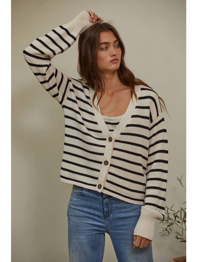 Striped Cotton Cardigan