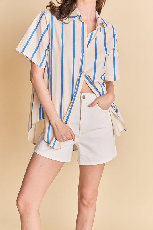 Striped Cotton Button Up