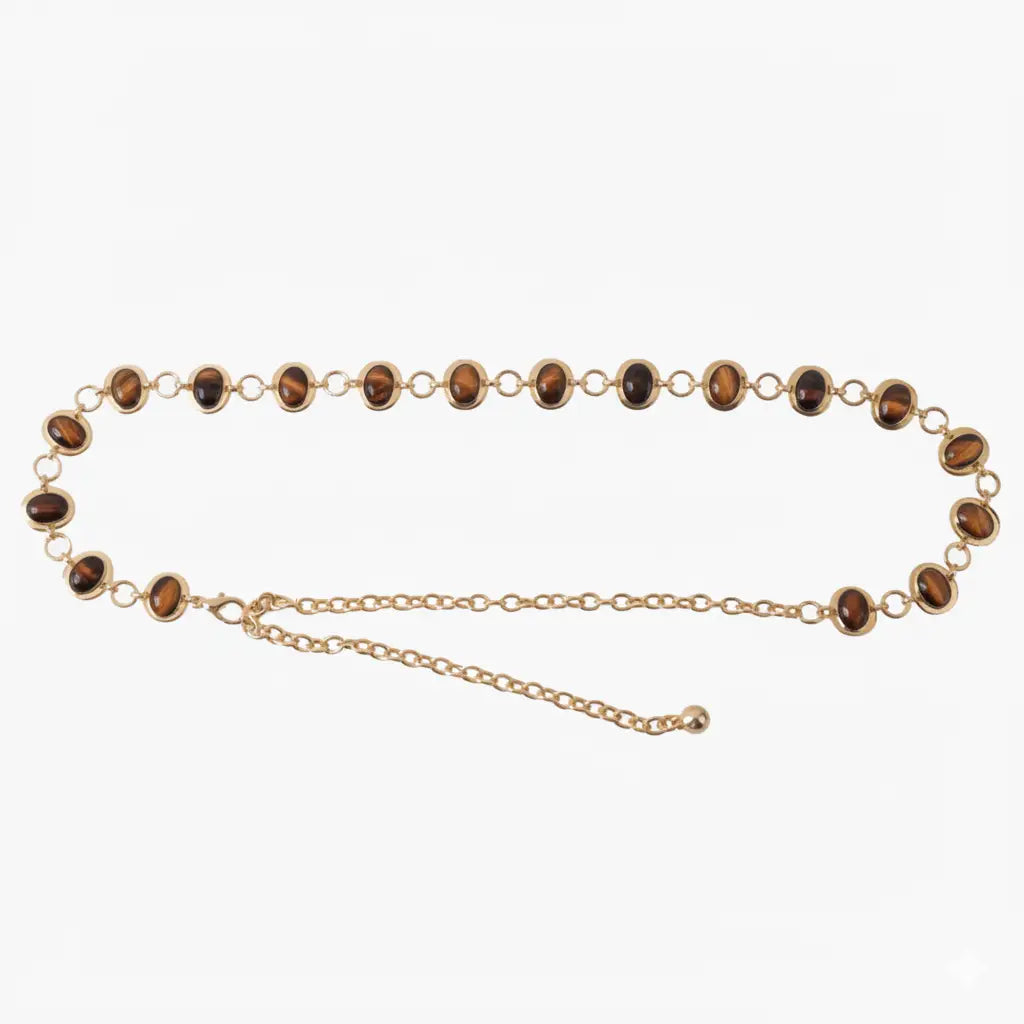 Glossy Coffee Bean Chain Belt