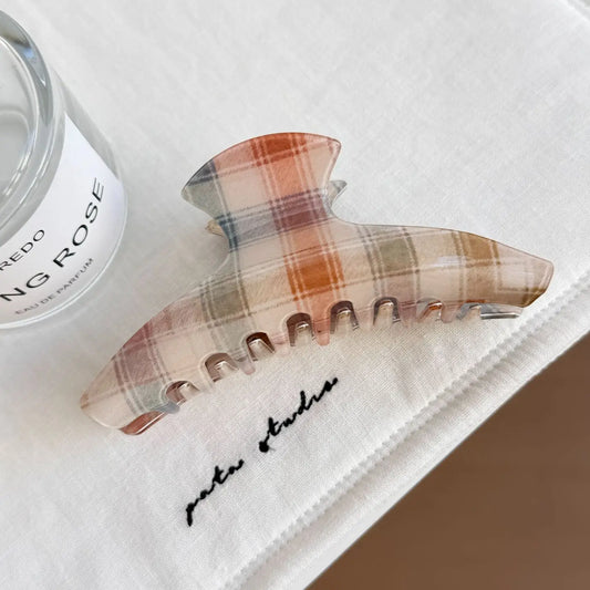 Plaid Color Block Acrylic Hair Claws