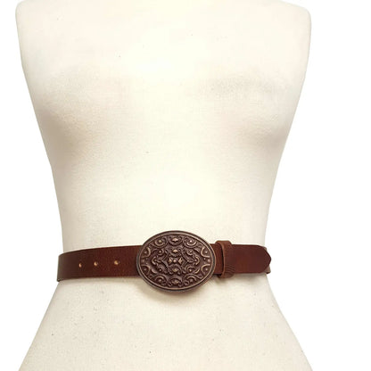 Genuine Leather Belt Copper Buckle