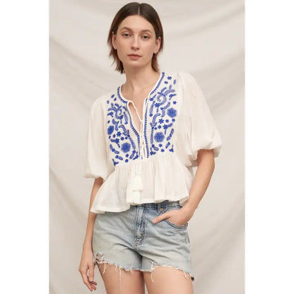 The Mykonos Bloom Blouse