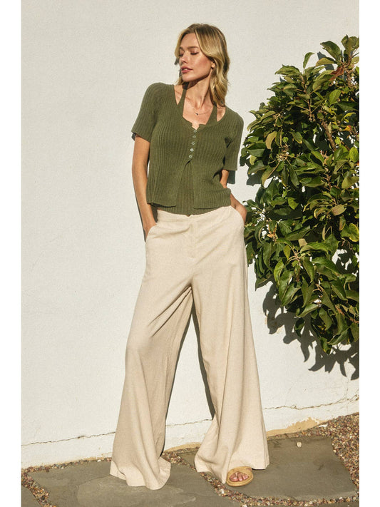 Wide Leg Linen Trouser