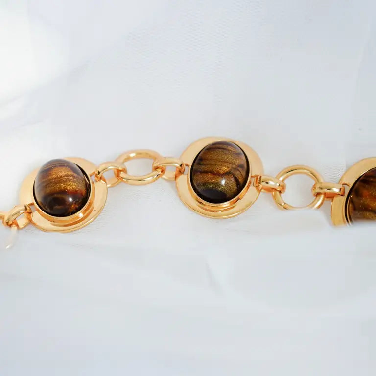 Glossy Coffee Bean Chain Belt