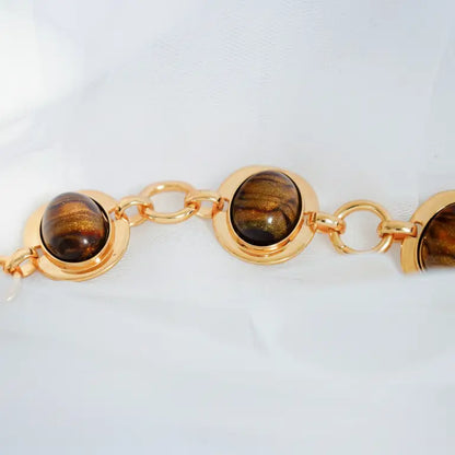 Glossy Coffee Bean Chain Belt