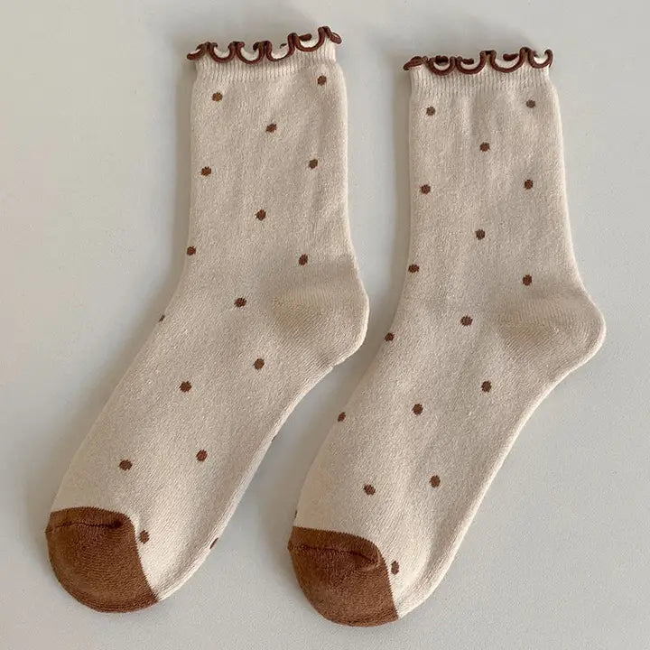 Polka Dots Ruffle Crew Socks