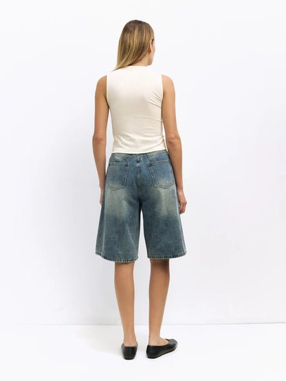 Montmartre Pleated Denim Shorts