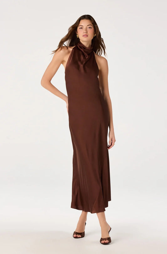 Mackenzi Satin Halter Dress