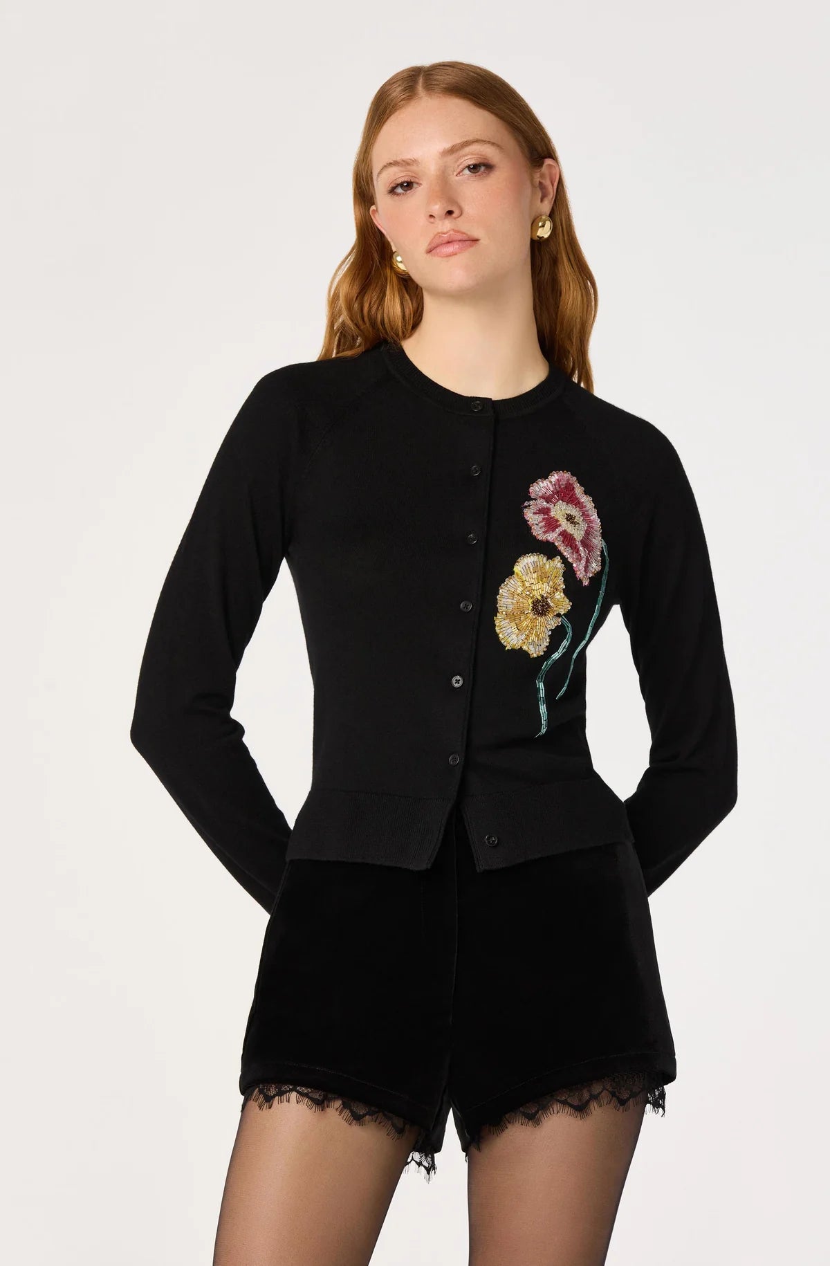 Alecia Beaded Floral Cardigan