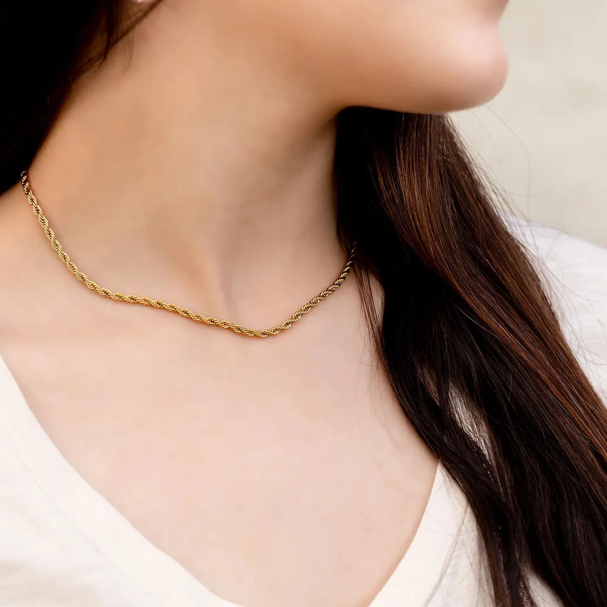 Nendo Gold Filled Rope Chain Necklace
