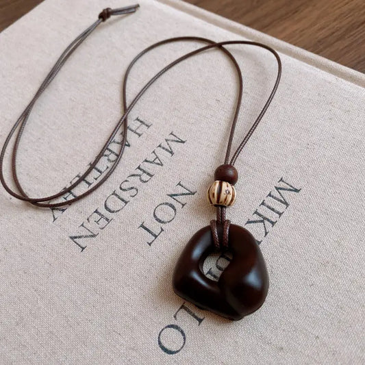 Geometric Resin Pendant Beaded Braided Necklace