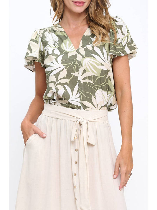 Botanical Flutter Sleeve Top