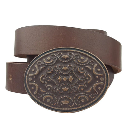 Genuine Leather Belt Copper Buckle